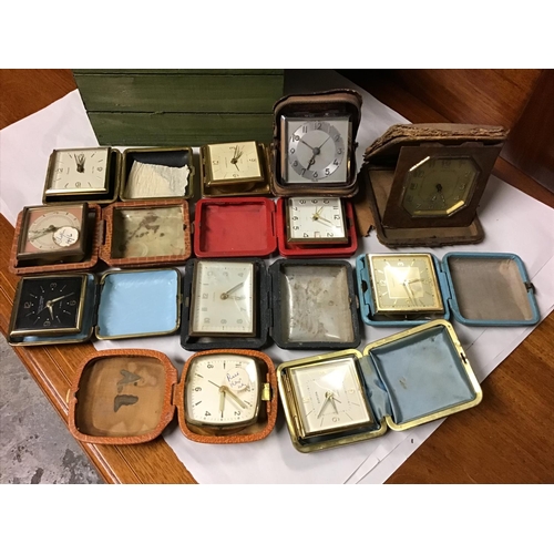 330 - Box of vintage travel clocks - CLOCKS AND WATCHES ARE NOT TESTED