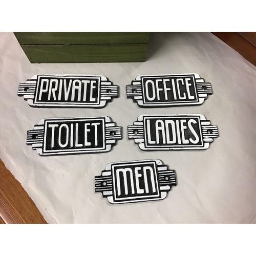 331 - 5 x Art Deco style metal door signs