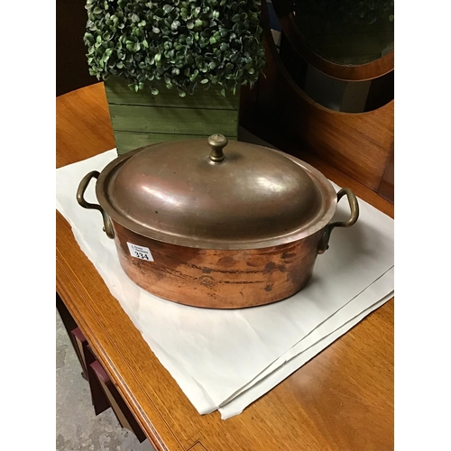 334 - Copper lidded pot stamped on the front Helvetan Leon Jaeggi & Sons Coppersmiths