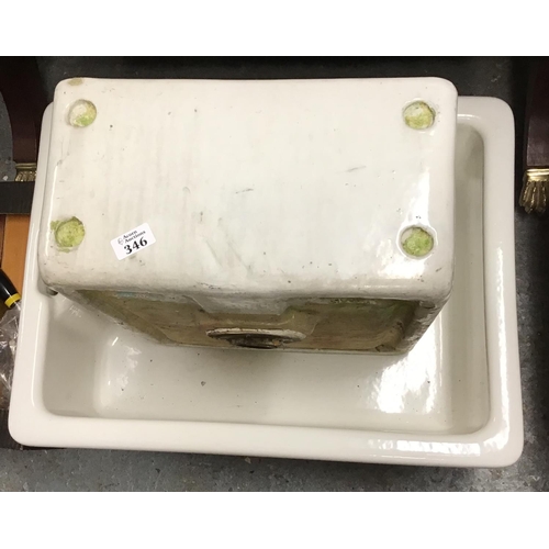 346 - 2 x Vintage ceramic butler sinks (The larger one has cut out edge) - Great for growing herbs in the ... 