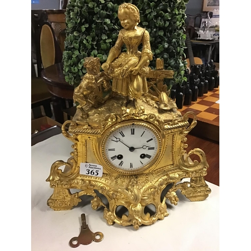 365 - Gilt metal mantle clock A/F - CLOCKS AND WATCHES ARE NOT TESTED