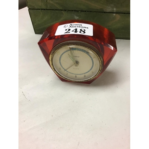 248 - Vintage red cased Goldbuhl alarm clock - CLOCKS AND WATCHES ARE NOT TESTED