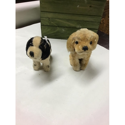 261 - 2 x Vintage toy dogs probably with horse hair stuffing. Both have glass eyes - Approx 5 inches in Le... 