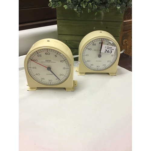 263 - 2 x Vintage Smiths Sporting timing clocks - CLOCKS AND WATCHES ARE NOT TESTED