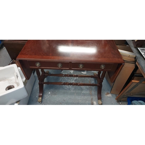 349 - 2 Drawer drop leaf hall table on casters - COLLECTION ONLY