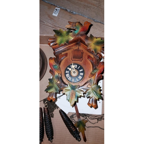 597 - 2 x Cuckoo clocks a Anniversary clock A/ F - CLOCKS AND WATCHES ARE NOT TESTED