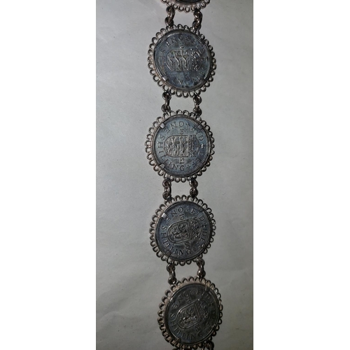 625 - Ladies bracelet made of shillings