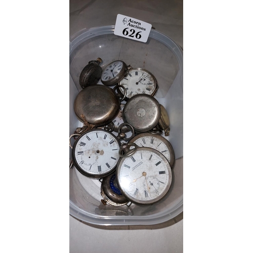 626 - 13 x Mixed pocket watches in various conditions inc The Plan watch made in Neuchatel - Some silver -... 