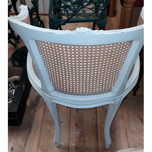 642 - White chair with Bergere back, sides and seat. Good condition - COLLECTION ONLY