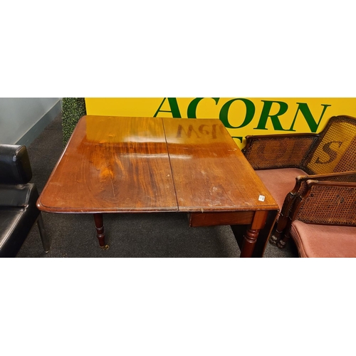 665 - Very nice early drop leaf table on casters - COLLECTION ONLY