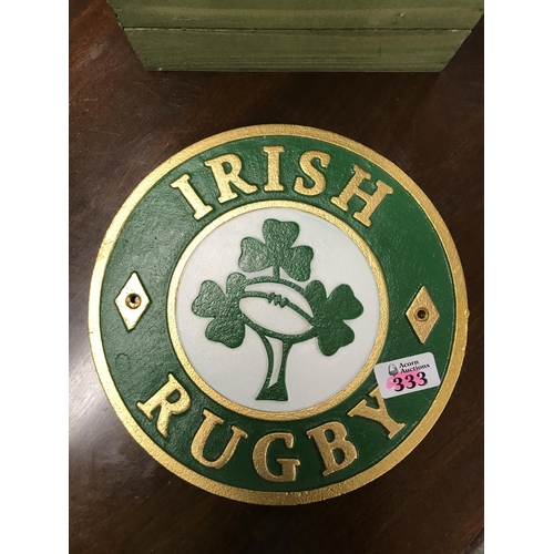 333 - Modern metal Irish Rugby plaque