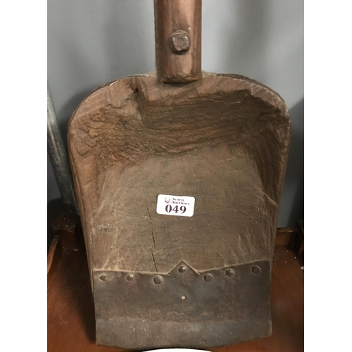 49 - Early large wooden shovel with a metal tip