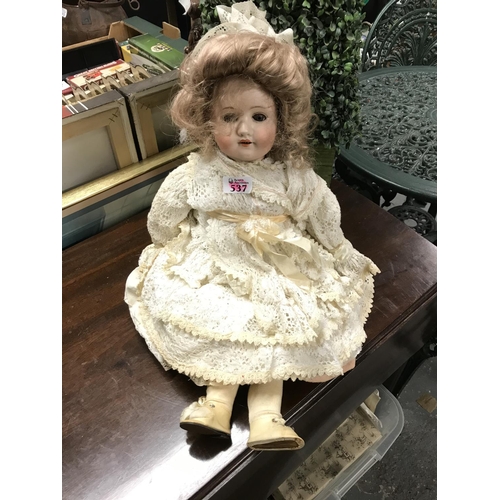 537 - Victorian German doll by Max Oscar Arnold - Marked 200 on back of head - stands at approx 2 feet