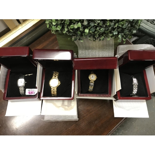 582 - 4 x New boxed watches - WATCHES AND CLOCKS ARE NOT TESTED