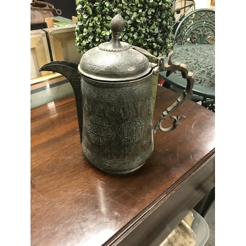 596 - Decorative metal Eastern pot