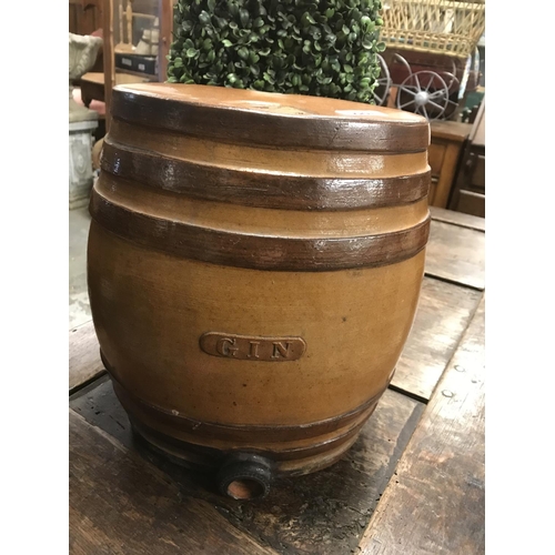 608 - Early pottery large GIN Keg from Lambeth London