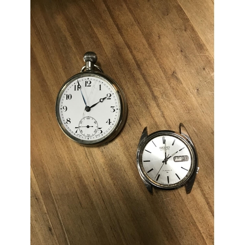 65 - Vintage gents pocket watch and Seiko watch face - CLOCKS AND WATCHES ARE NOT TESTED