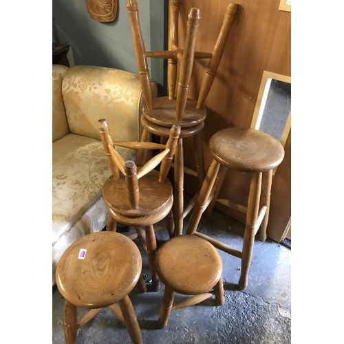 660 - 7 x Wooden stools in various sizes - COLLECTION ONLY OR ARRANGE YOUR OWN COURIER