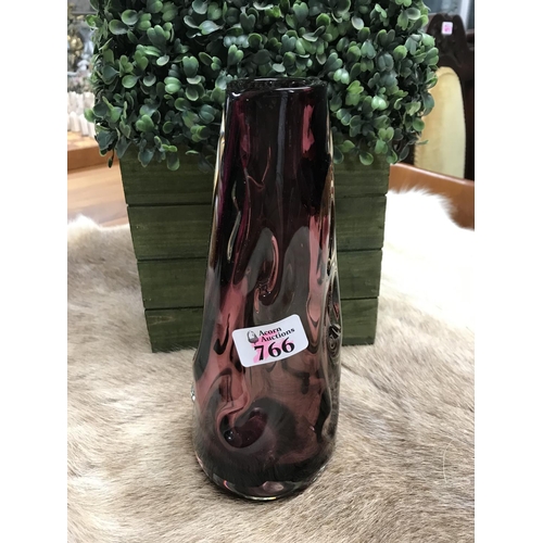 766 - Stunning Purple glass vase standing 9 1/2 inches