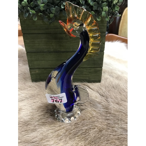 767 - Beautiful Murano glass seahorse, standing approx 8 1/2 inches