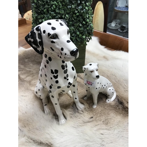 769 - Lovely collectable large Beswick Dalmation dog standing approx 14 inches and 1 other dog