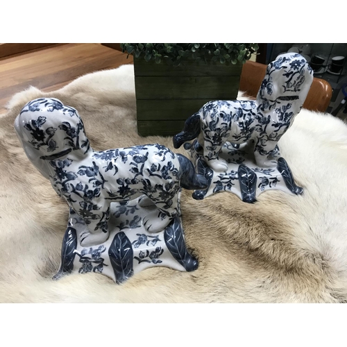 791A - Pair of blue & white oriental dog figures