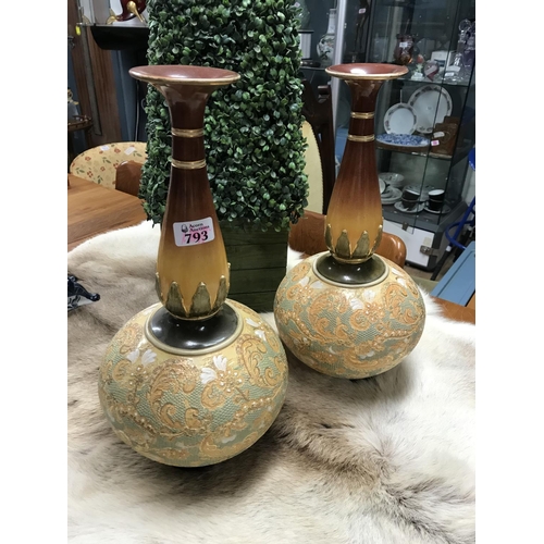 793 - Pair of lovely Doulton Slater large vases standing approx 17 inches