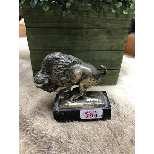 794A - Lovely bronze buffalo on marble base signed Emuadian