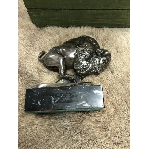 794A - Lovely bronze buffalo on marble base signed Emuadian