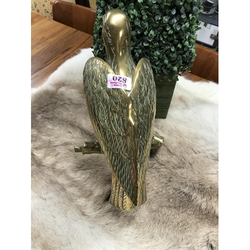 820 - Very large lovely brass eagle on a branch - approx 16 inches in height