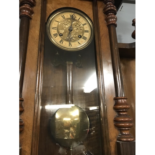 891 - Large ornate vintage wall clock with shelves either side of the clock - CLOCKS AND WATCHES ARE NOT T... 