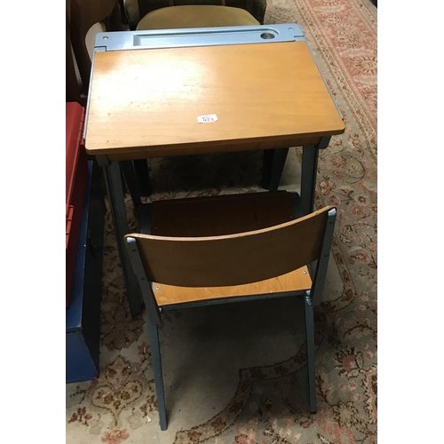 973 - Childs vintage school desk and chair - COLLECTION ONLY OR ARRANGE OWN COURIER/TRANSPORT