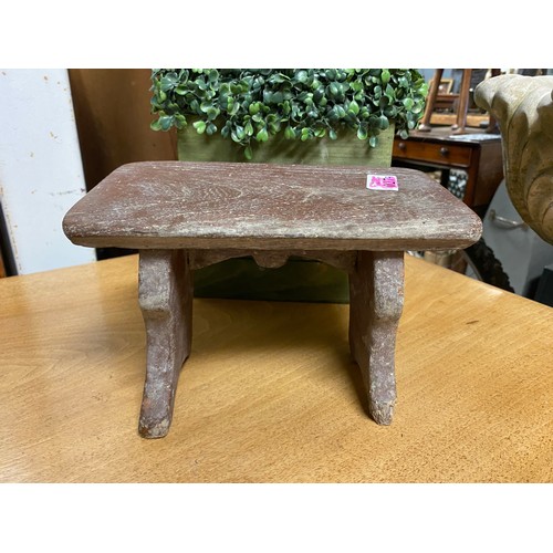 27A - Lovely early candle box and an early miniature rustic stool