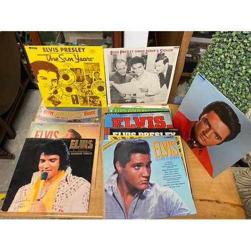 184A - Case of Elvis Presley LPs with a box of 45's and books - VERY HEAVY - COLLECTION ONLY OR ARRANGE YOU... 