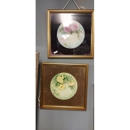 145 - 2 x Framed & Glazed porcelain hand painted plaques