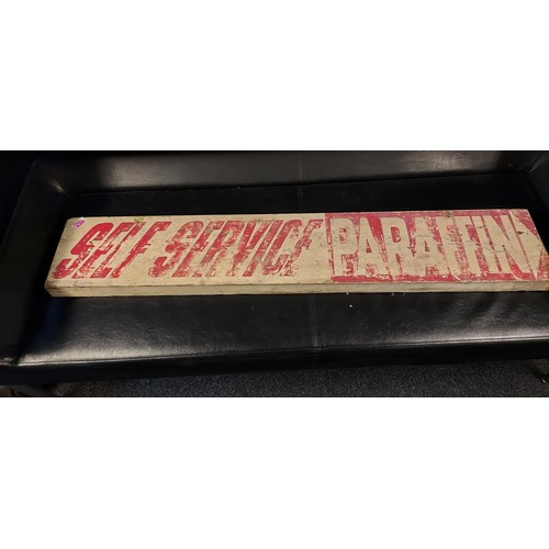 630A - Vintage wooden DOUBLE sided SELF SERVICE PARAFFIN sign