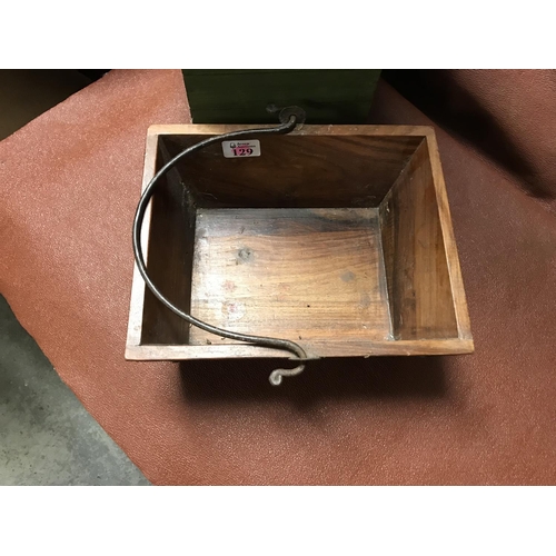 129 - Small lovely wooden trug with metal handle