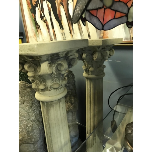 2 - Pair of tall stone garden corinthium columns - Standing approx 40 inches - COLLECTION ONLY OR ARRANG... 