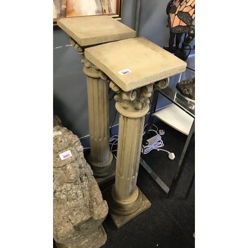 2 - Pair of tall stone garden corinthium columns - Standing approx 40 inches - COLLECTION ONLY OR ARRANG... 