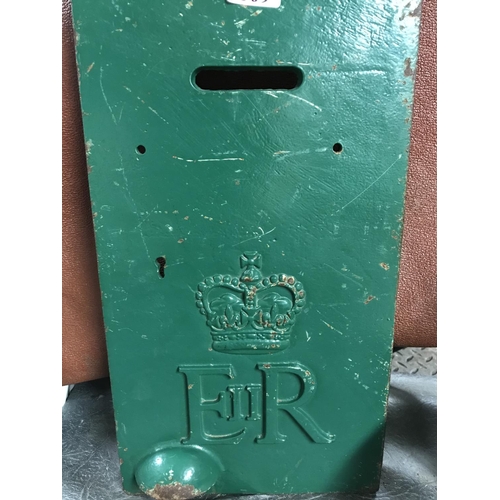 309 - Lovely metal post box front painted in green with the E.R and crown from a hotel lobby - COLLECTION ... 