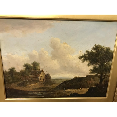 336 - Early Gilt framed oil on board