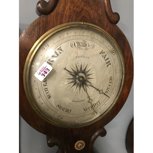 343 - Lovely vintage Feltam Harleston banjo barometer - COLLECTION ONLY OR ARRANGE OWN TRANSPORT