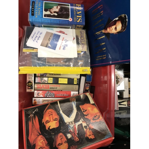 403 - 2 x Boxes of Elvis memorabilia inc records, DVDs, calendars etc - COLLECTION ONLY AS VERY HEAVY OR A... 