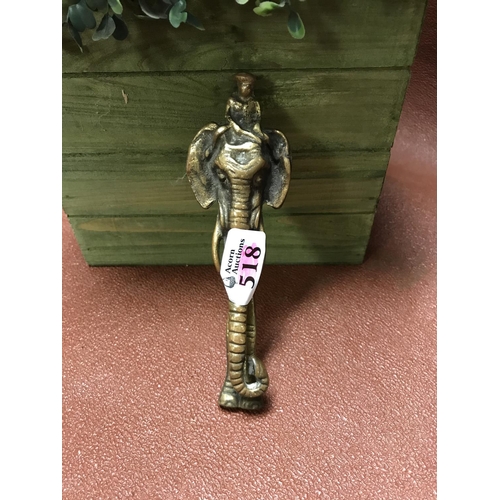 518 - Unusual door knocker in the form of an man riding an elephant