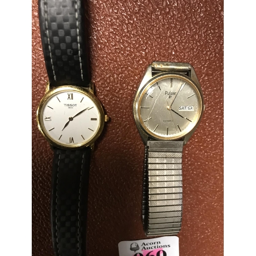 60 - 2 x Gents watches - Pulsar calendar watch & Tissot watch - PLEASE NOTE WATCHES AND CLOCKS ARE NOT TE... 