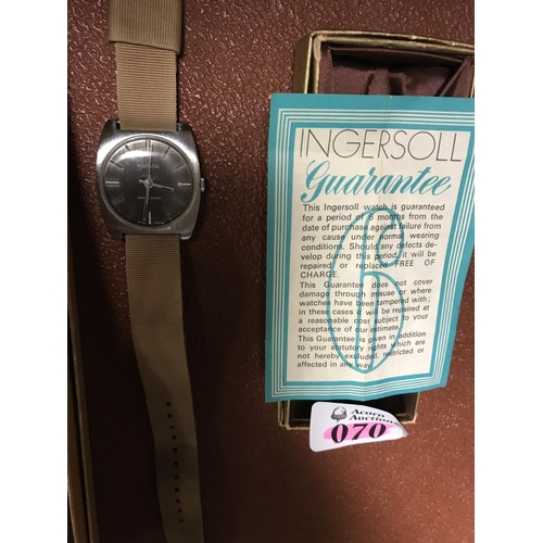 70 - Vintage Gents Ingersoll watch & Gents Gucci watch - Please note clocks and watches are not tested