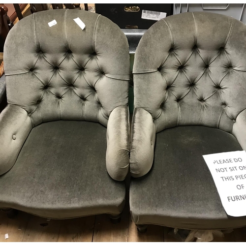 970A - A pair of vintage deep button back armchairs - COLLECTION ONLY OR ARRANGE OWN TRANSPORT