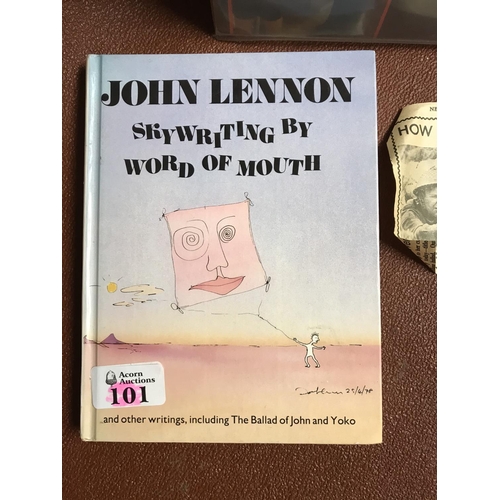 101 - John Lennhon Shaved Fish LP and First Edition John Lennon Sky writting book