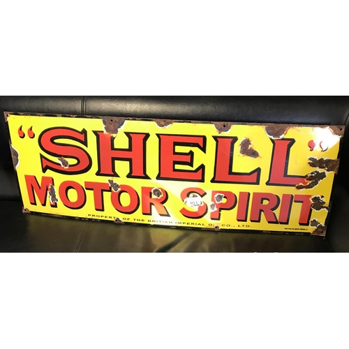 11A - Lovely Vintage metal and enamel Shell Garage sign - 36 inches  w x 12 inches high