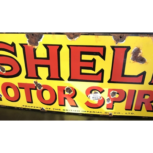 11A - Lovely Vintage metal and enamel Shell Garage sign - 36 inches  w x 12 inches high